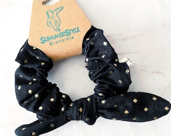 Studded Black Bow Scrunchie, Hair Accessories, SummerStyle Bracelets