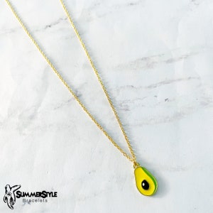 Avocado Anhänger Halskette, Avocado Schmuck, Goldkette, SummerStyle Armbänder