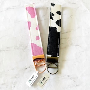 Llavero de pulsera con estampado de vaca, cordón de 16,5 cm, regalo de vaca, cordón hecho a mano, pulseras SummerStyle