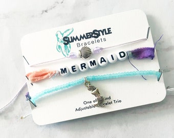 Mermaid Life Bracelet Set, One of a Kind Bracelet Trio, Unique Bracelet Set, Mermaid Jewelry, SummerStyle Bracelets