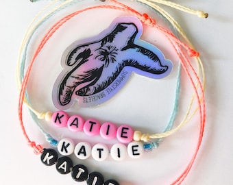Custom Name Adjustable Waterproof Bracelet, Name Bracelet, Alpha Bracelet, Wax Cord Bracelet, Waterproof Cord