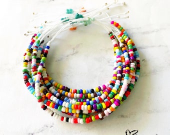 Stackable Rainbow Beaded Bracelets, Bracelet Stack, Seed Bead Bracelets, Rainbow Jewelry, SummerStyle Bracelets