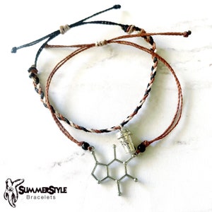 Coffee Lover Adjustable Waterproof Bracelet Pack, Coffee Bracelet, Coffee Jewelry, Wax Cord Bracelet, Waterproof Cord