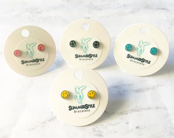 Enamel Happy Face Stud Earrings, Stud Earrings, Enamel Studs, Happy Earrings, SummerStyle Bracelets