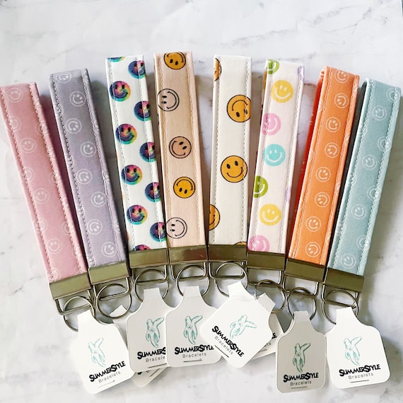 Smiley Face Key Fob Wristlet 6.5in Wristlet Lanyard Keychain Etsy