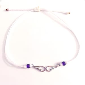 Angel Wings Custom Adjustable Waterproof Bracelet, Angel Bracelet, Angel Wing Bracelet, Wax Cord Bracelet, Waterproof Cord