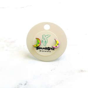 Rainbow Starry Moon Stud Earrings, Stud Earrings, Metal Studs, Moon Earrings, SummerStyle Bracelets
