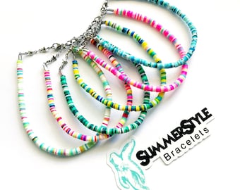 Tropical Multicolor Beaded Anklets, Star Chain, Ankle Bracelet, Heishi Anklet, SummerStyle Bracelets
