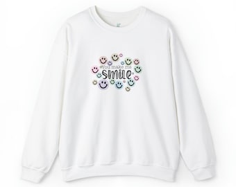 You Make Me Smile Unisex Heavy Blend Crewneck Sweatshirt, Happy Face Sweatshirt, Cotton Crewneck, SummerStyle Bracelets