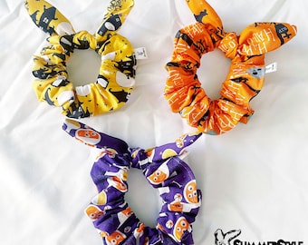 Elástico de cabelo estilo casa assombrada, acessórios de Halloween, laço de cabelo, acessórios para cabelo, prendedor de cabelo com laço, pulseiras estilo verão