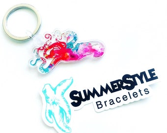 Clear Watercolor Octopus Acrylic Keychain, Sea Creature Keychain, Octopus Keychain, Backpack Keychain, SummerStyle Bracelets