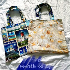 Borsa tote reversibile East Coast Summer Bookish, borsa tote reversibile, borsa per tablet, borsa tote per libri, braccialetti SummerStyle