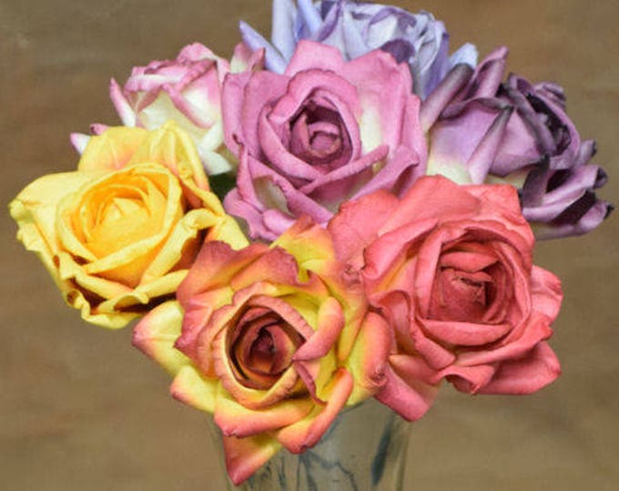 Parchment Colour Roses Wood Roses | Parchment Flowers | Paper Flowers | - Etsy