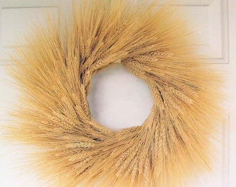 19 Inch Wheat Wreath | Dried Wheat Wreath | Blonde Wheat Wreath