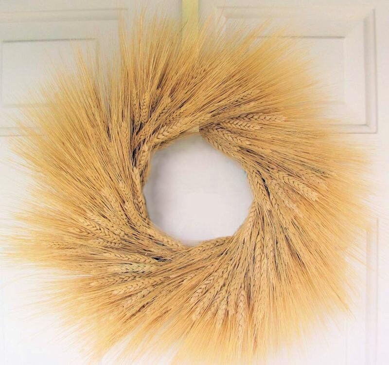 19 Inch Wheat Wreath Dried Wheat Wreath Blonde Wheat Etsy