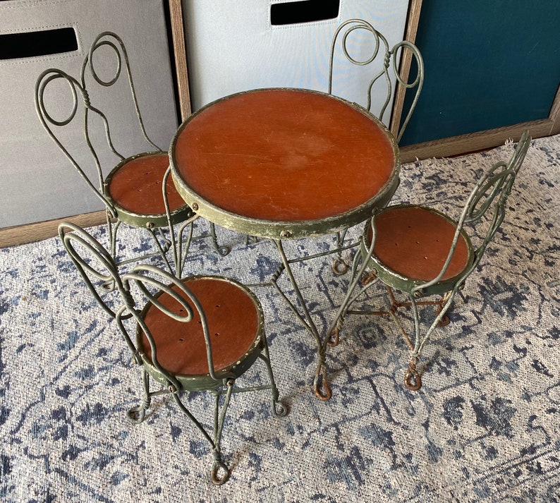 Original Antique Doll Ice Cream Parlor Table and Chair Set Etsy