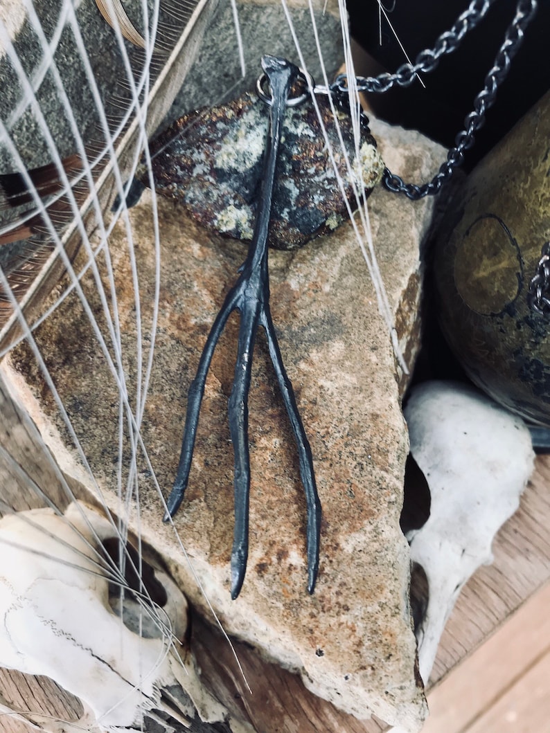 Black Silver Claw Pendant Oxidised Silver Necklace