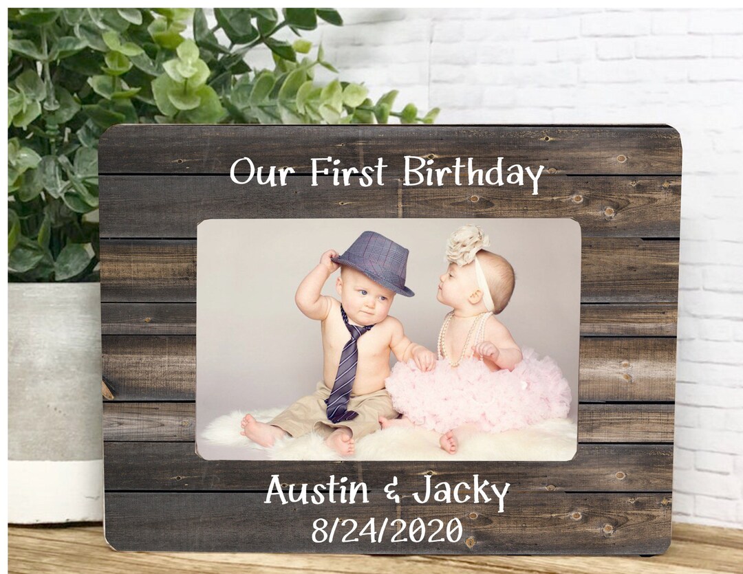 First Birthday Frame Twins Frame Personalized Baby Frame First Birthday