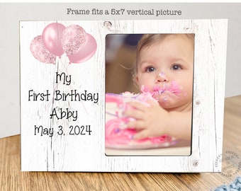 Birthday Frame| Baby Frame| First Birthday Frame| First Birthday Gift Idea| Personalized Baby Birthday| Picture Frame| 5x7 Frame