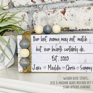 Personalized Books, Family Gift, Est Gift Home Decor, Personalized Custom Wooden Books with Family Names, Decorative books, Wood Book Stacks