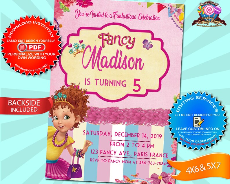 Fancy Nancy Invitation Printable Digital Design Instant | Etsy