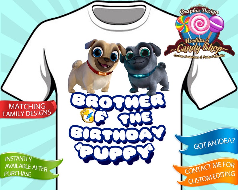 Decoration decorations Design Birthday Puppy Dog Pals Favor T-shirt Iron On Party Custom Disney Digital Instant download Shirt