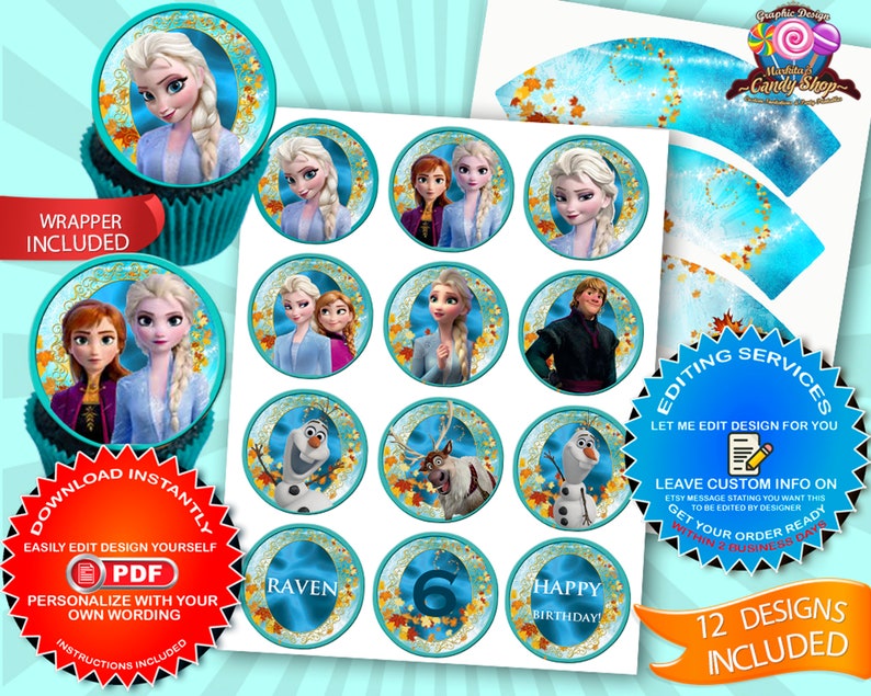 Frozen 2 Cupcake Toppers Printable Digital Design Topper | Etsy