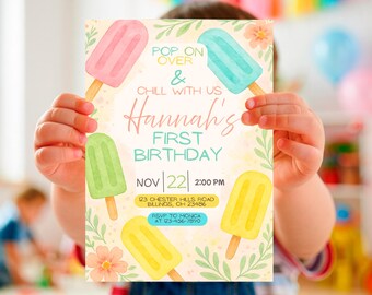 Popsicle Birthday Invitation | Editable Summer Ice Cream Party Invite | Sweet One 1st Birthday | Instant Download | Template | Summer Theme