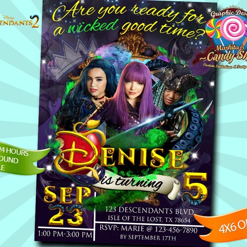 Descendants 2 Invitation Decorations Digital Invite Etsy
