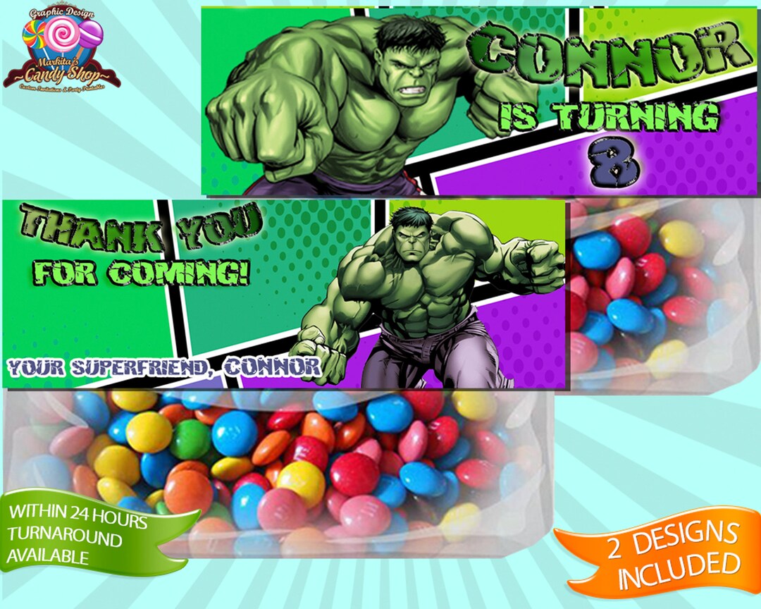 Hulk Labels Hulk Digital Favor Bag Label Designs Party Birthday - Etsy