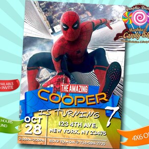 Spiderman Invitation Decorations Numerique Invitation Etsy France