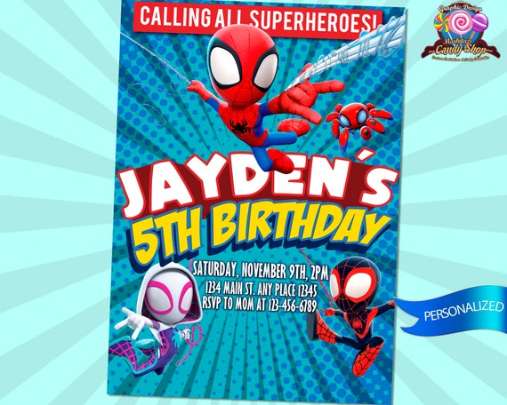 Spidey and His Amazing Friends, Invitation, Decorations, Digital, Invite,  Custom, Personalized, Birthday, Party, Card 