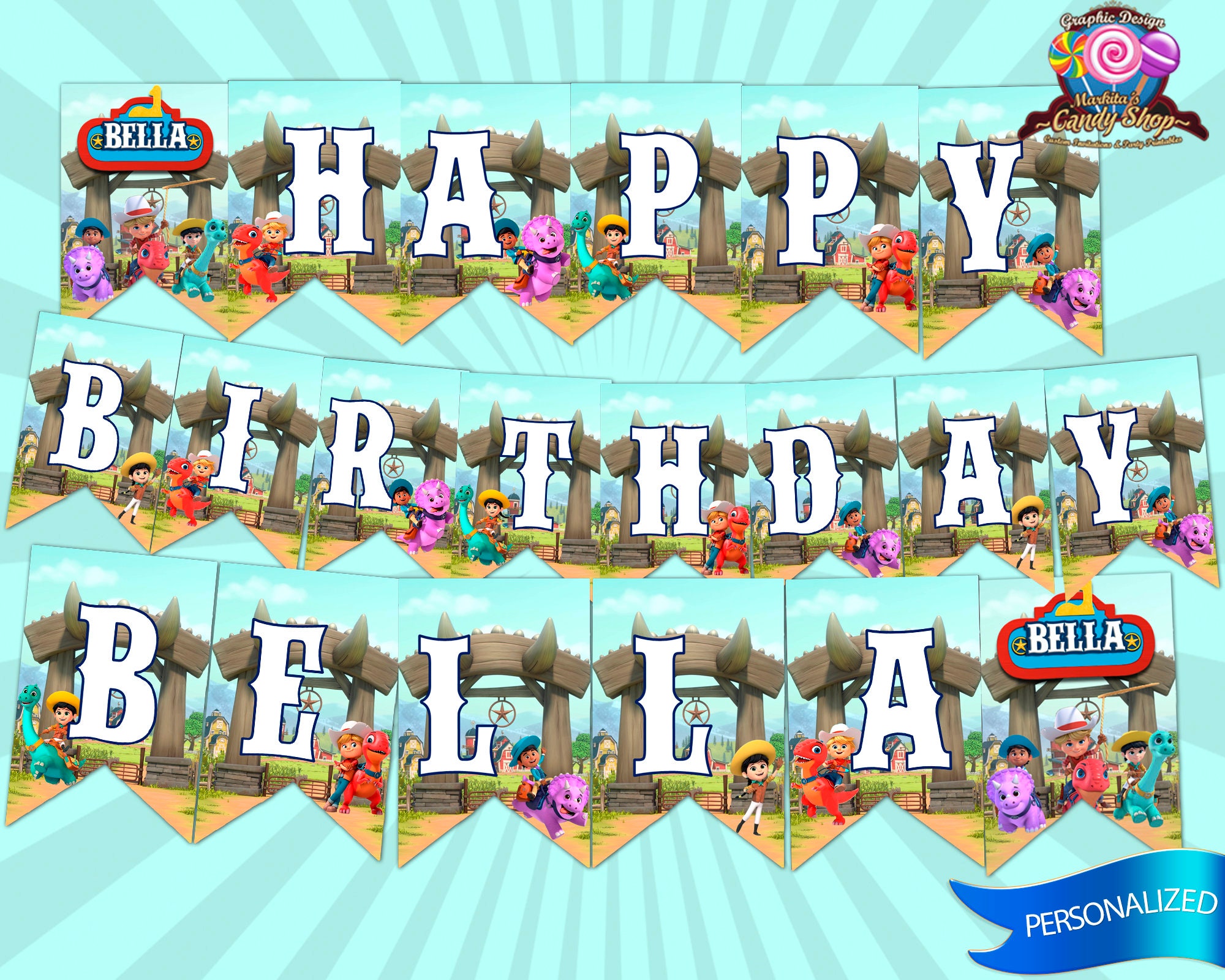 Dino Ranch Digital Banner Design Party Birthday Etsy