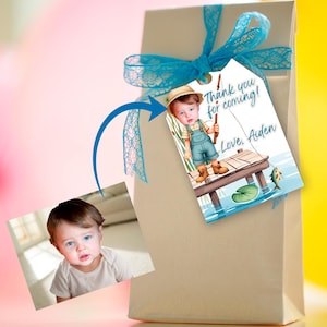 O-Fish-Ally ONE Thank You Tags | Fishing Birthday Favor Tags with Child’s Photo | Personalized Digital Thank You Tag, Printable Party Favor