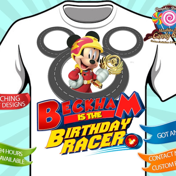 Mickey and the Roadster Racers, Digital, Iron On, Design, Disney, Party, Birthday, Decoration, Shirt, T-shirt, Custom, Mickey, Mouse