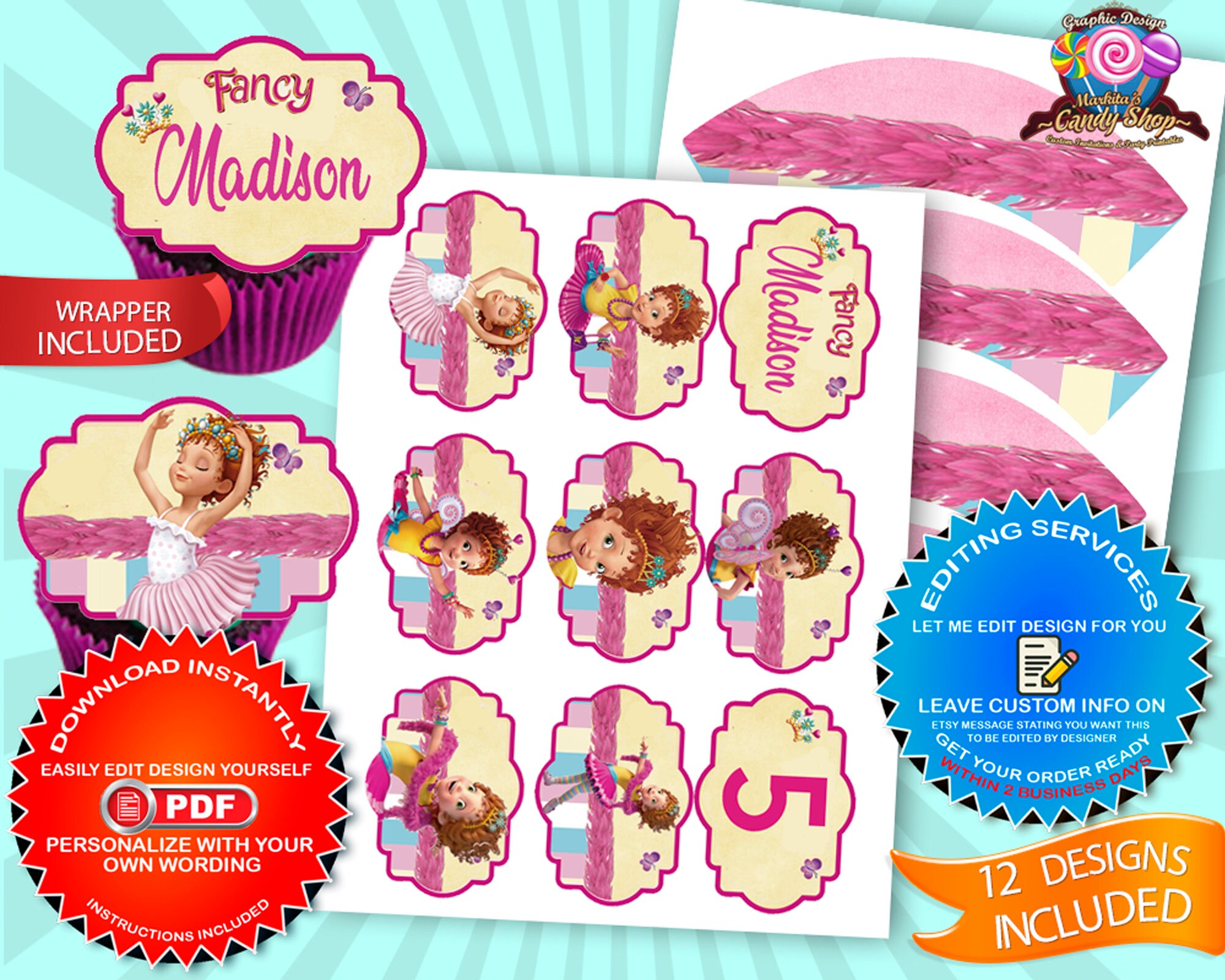 Fancy Nancy Printable Set Digital Design Instant | Etsy