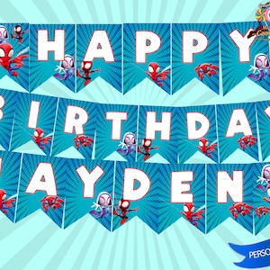 Spidey and his amazing friends Funhouse, Digital, Banner, Design, Party, Birthday, Decoration, Custom, Garland