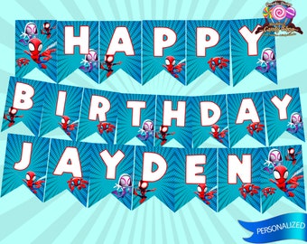 Spidey and his amazing friends Funhouse, Digital, Banner, Design, Party, Birthday, Decoration, Custom, Garland