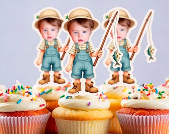 O-Fish-Ally ONE Party Favors | Personalized Fishing Theme Favor Tags, Stickers, Cupcake Toppers & Cake Toppers | Digital with Child’s Face