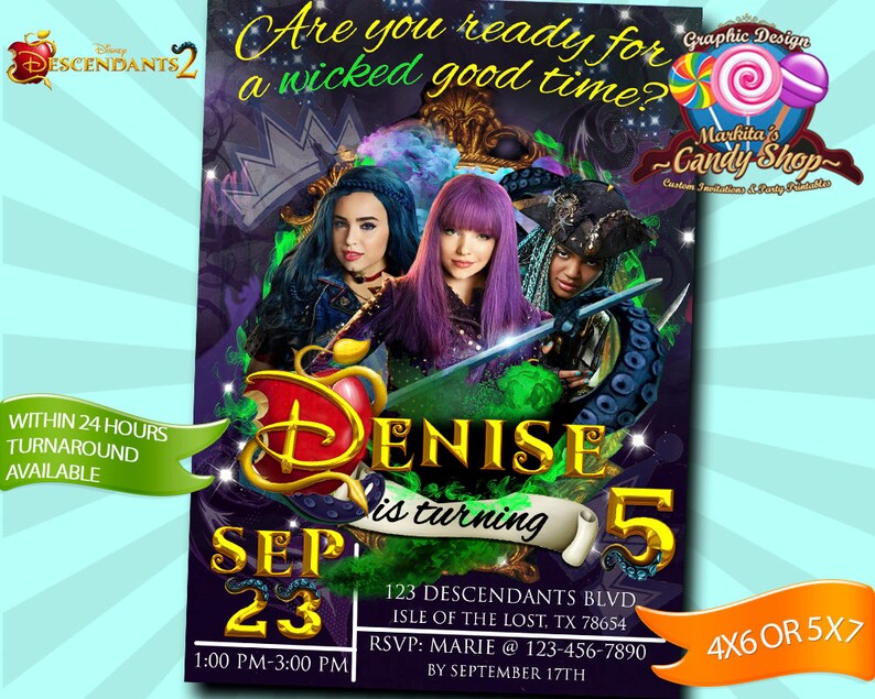 Descendants 2 Invitation Decorations Digital Invite - Etsy