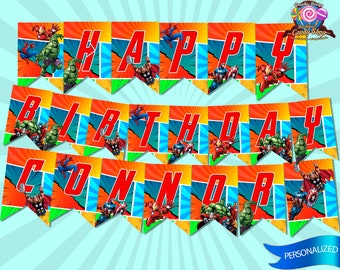 Avengers, Digital, Banner, Design, Party, Birthday, Decoration, Custom, Garland, Hulk, Captain America, Iron Man, Spiderman, Thor, Superhero