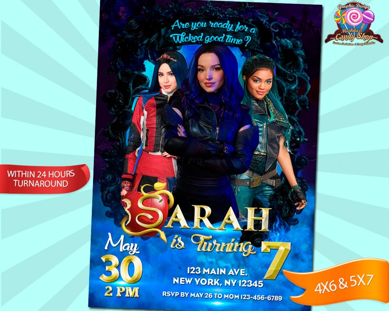 Descendants 3 Invitation Isolation digital Invite Etsy