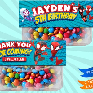 Spidey and his amazing friends, Digital, Favor bag, label, Designs, Party, Birthday, Decoration, Custom, Favors, Decor, Bags, Personalized image 1