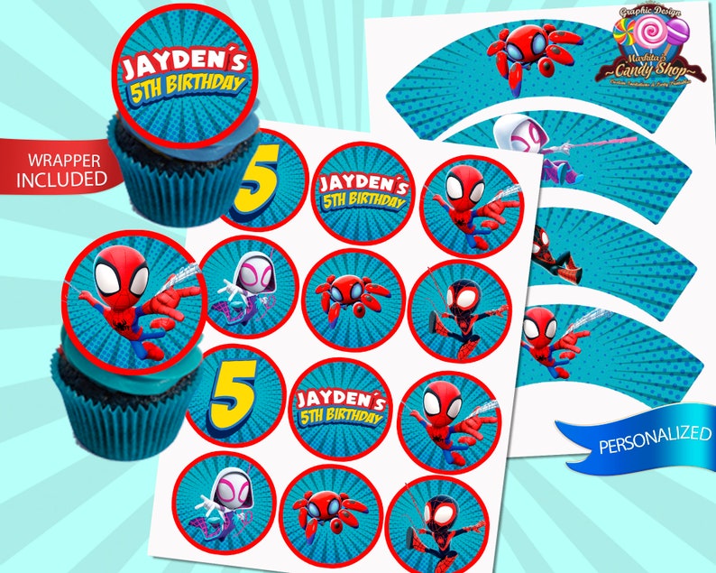 Spidey and his amazing friends, Digital, Favor bag, label, Designs, Party, Birthday, Decoration, Custom, Favors, Decor, Bags, Personalized image 7