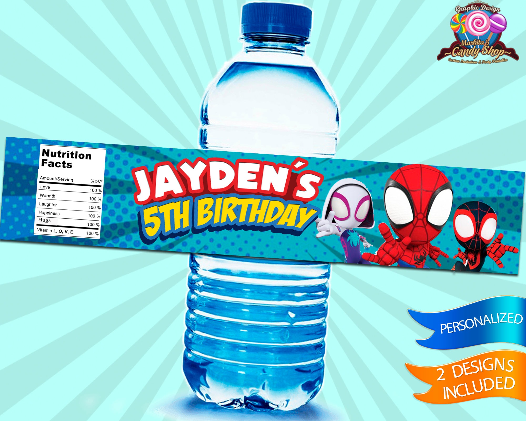 Spidey and His Amazing Friends, Digital, Water Bottle, Labels, Design,  Party, Birthday, Decoration, Custom, Wrappers, Label, Bottle, Decor 