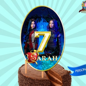 Descendants, 3, Digital, Cake, Centerpiece, Design, Party, Birthday, Decoration, Custom, cake, Descendientes, Personalized, Decor, Topper