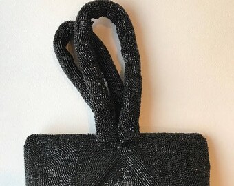 Vintage Black Beaded Purse