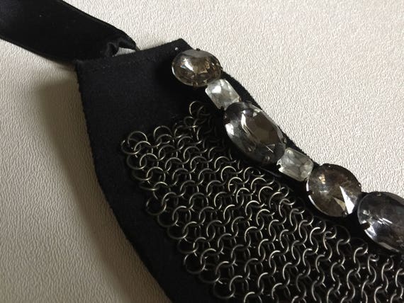 MARNI Black Ribbon Bib Necklace  with Chainmail &… - image 5