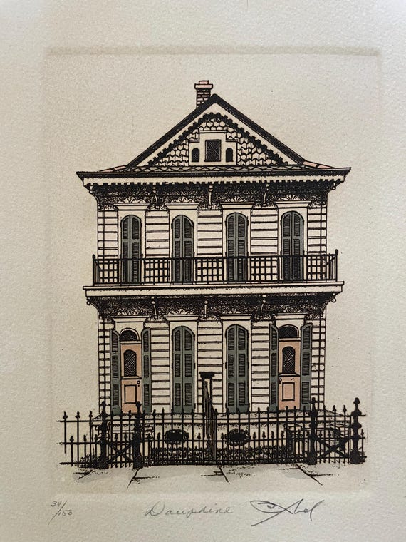 David Abel New Orleans Garden District Etchings, 3 Available