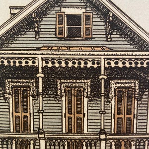 3 incisioni all'acquaforte colorate a mano dell'artista di New Orleans David Abel, "Josephine", "Dauphine", "Hampton Roads", case di New Orleans, Virginia, firmate e numerate